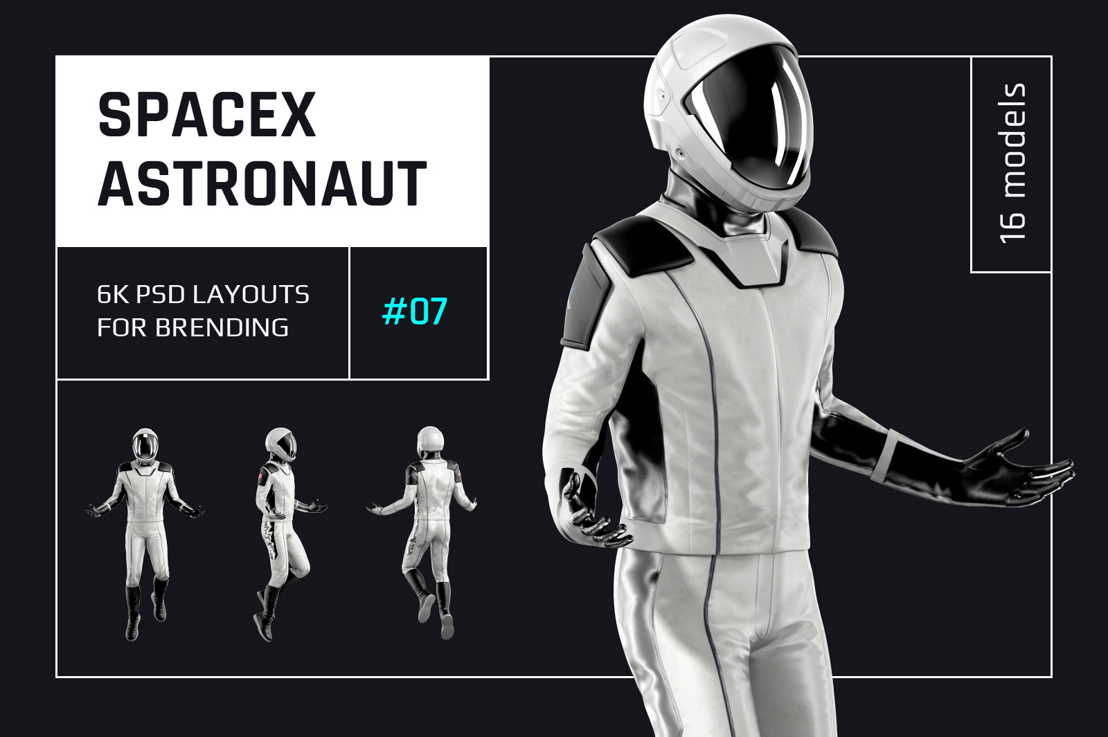 PSD Mockup 3D model SpaceX Astronaut #07 PSD Mockup 3D model SpaceX Astronaut #07