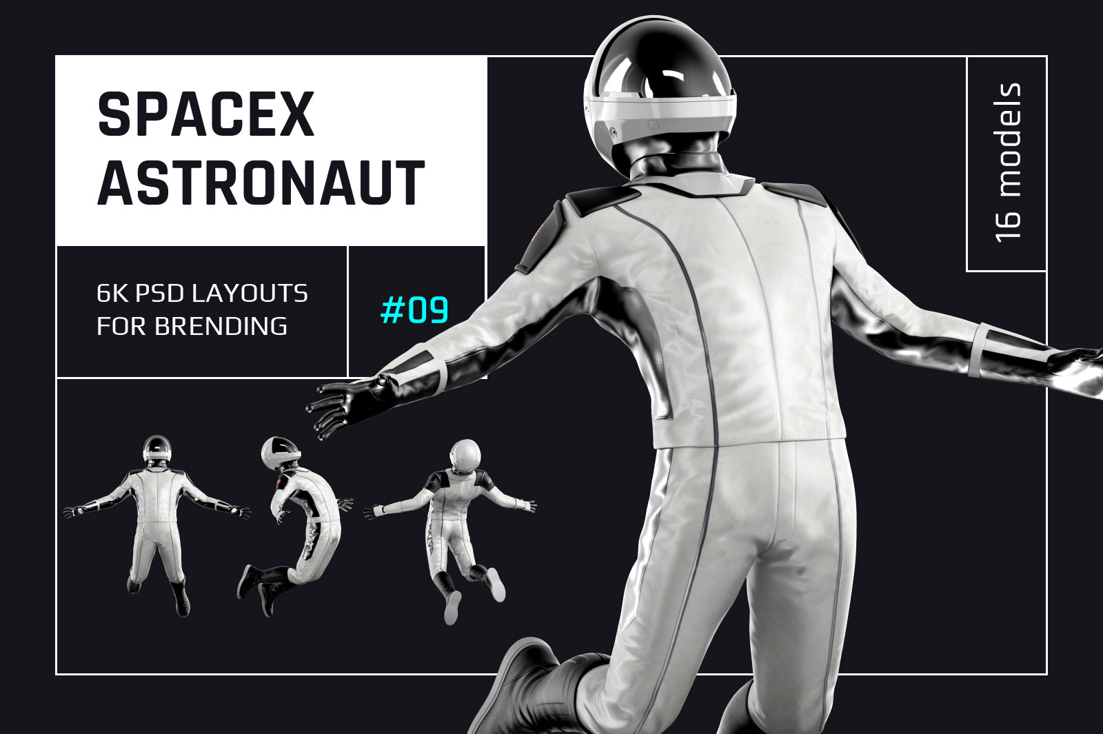 PSD Mockup 3D model SpaceX Astronaut #09 PSD Mockup 3D model SpaceX Astronaut #09
