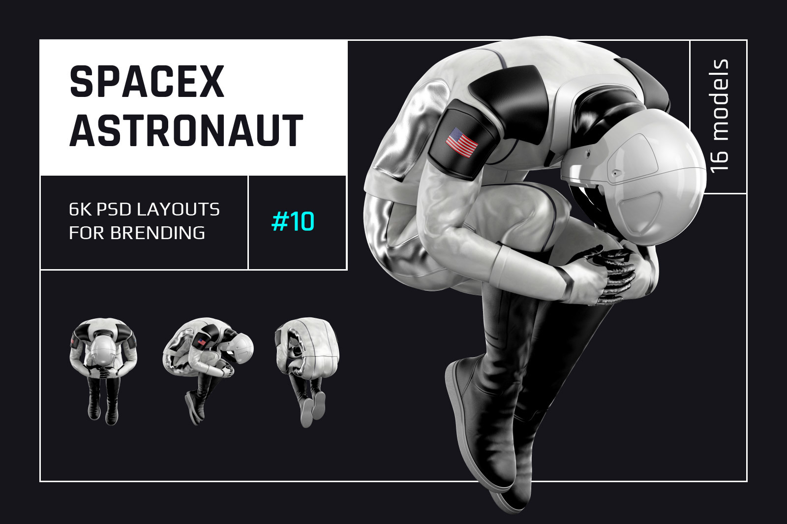 PSD Mockup 3D model SpaceX Astronaut #10 PSD Mockup 3D model SpaceX Astronaut #10