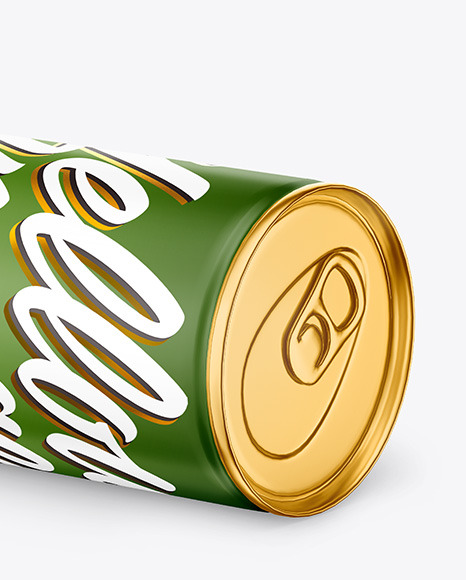 Metallic Drink Can w/ Matte Finish Mockup