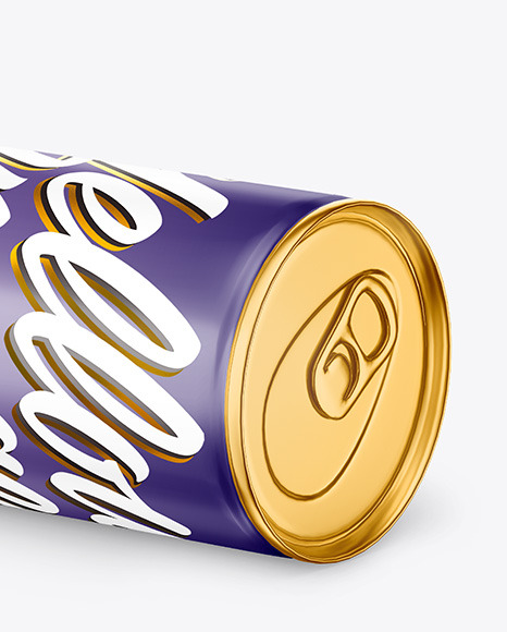 Metallic Drink Can w/ Glossy Finish Mockup