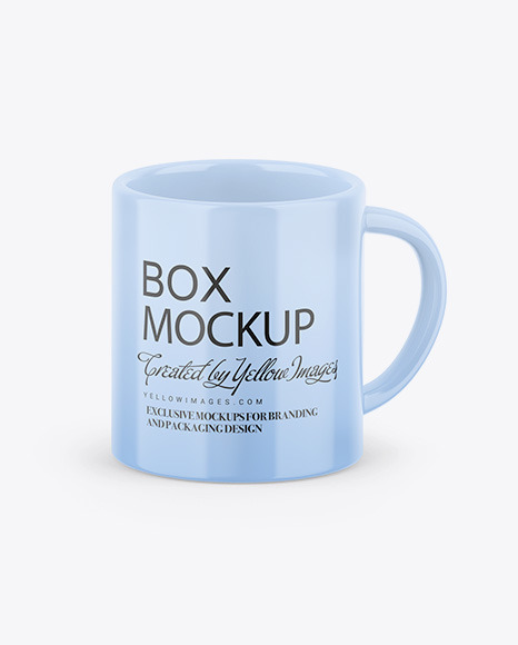 Paper Box W/ Glossy Mug Mockup