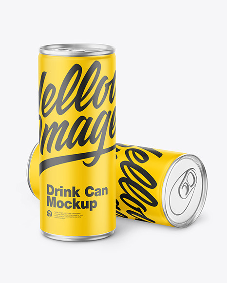 Two Metallic Drink Cans w/ Matte Finish Mockup