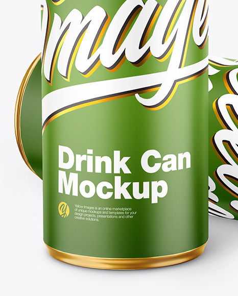 Two Metallic Drink Cans w/ Matte Finish Mockup