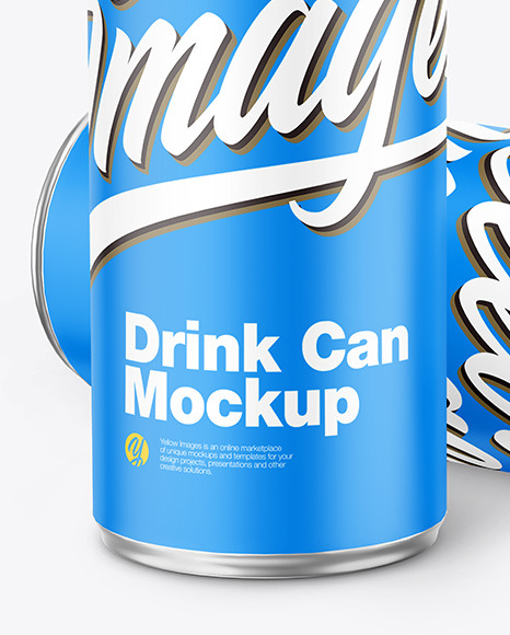 Two Metallic Drink Cans w/ Matte Finish Mockup