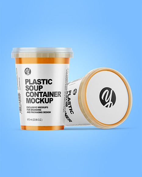 Two Plastic Soup Containers Mockup