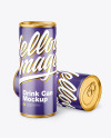 Two Metallic Drink Cans w/ Glossy Finish Mockup