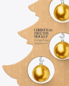 Wooden Christmas Tree Toy w/ Balls Mockup