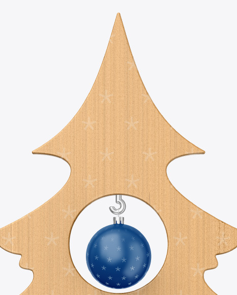 Wooden Christmas Tree Toy w/ Balls Mockup