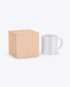 Kraft Box W/ Glossy Mug Mockup