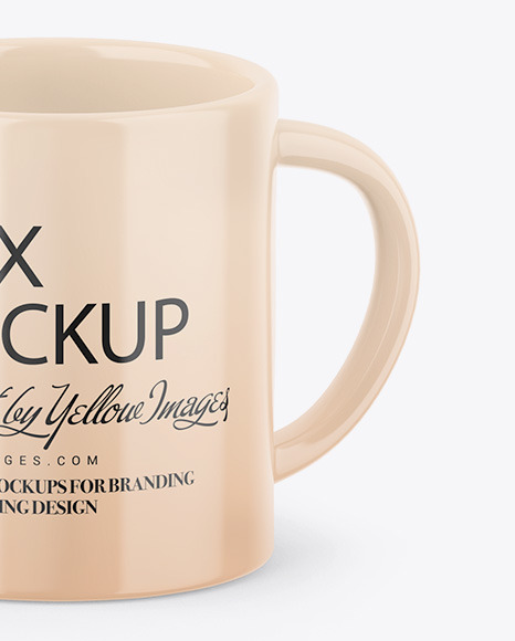 Kraft Box W/ Glossy Mug Mockup