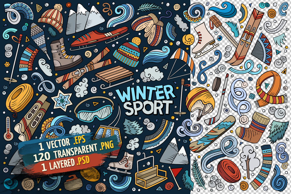Winter Sports Objects & Symbols Set Winter Sports Objects & Symbols Set