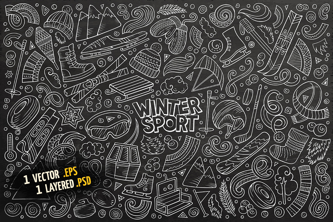 Winter Sports Objects & Symbols Set Winter Sports Objects & Symbols Set