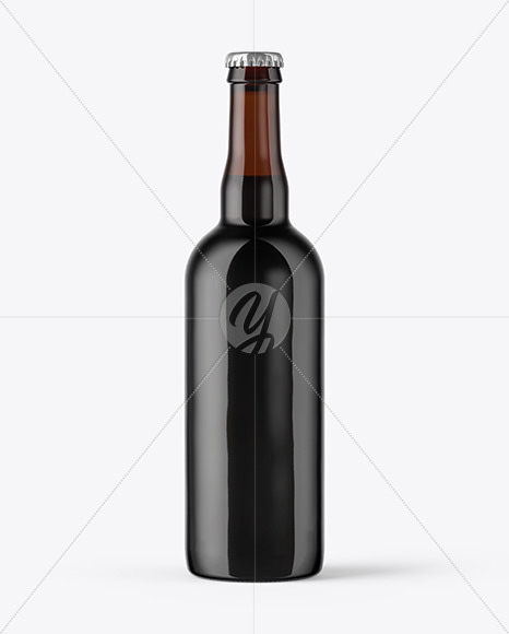 750ml Amber Stout Beer Bottle Mockup