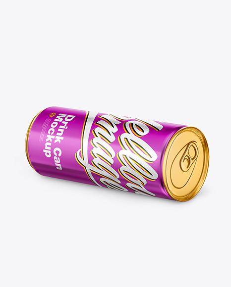 Glossy Metallic Drink Can Mockup