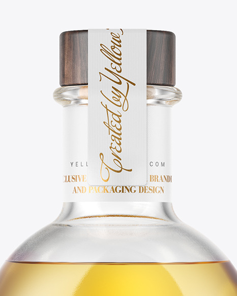 Golden Tequila Bottle with Wooden Cap Mockup