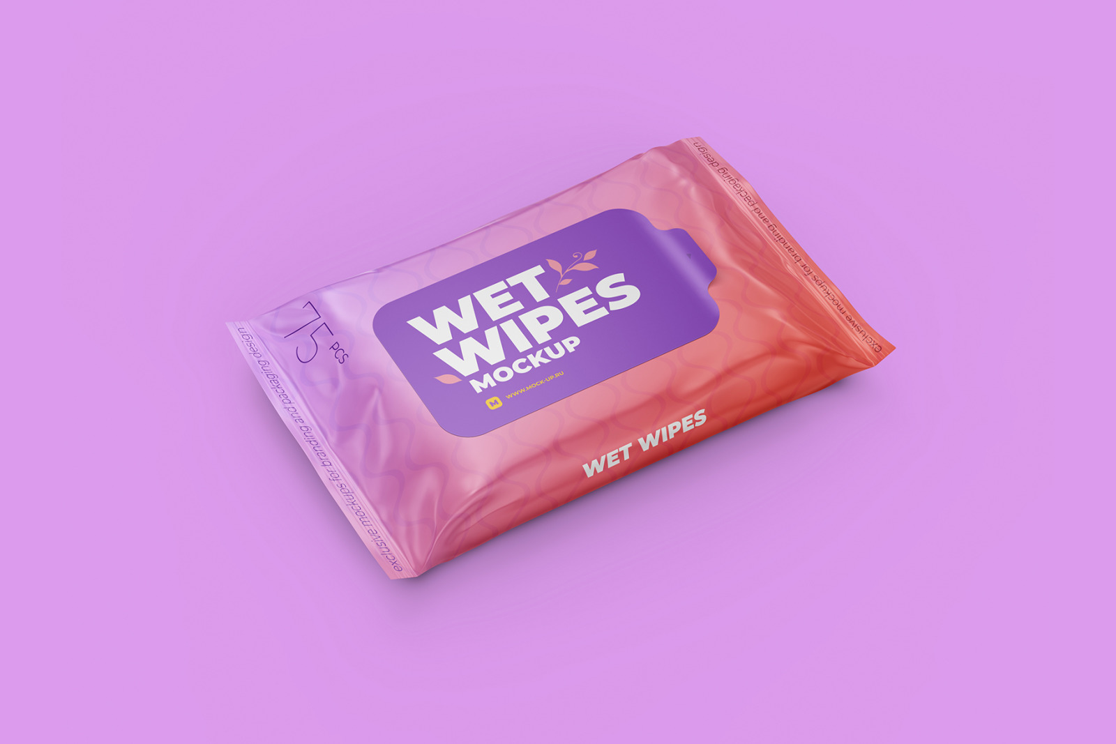 Wet Wipes with Sticker Mockup - Angle view