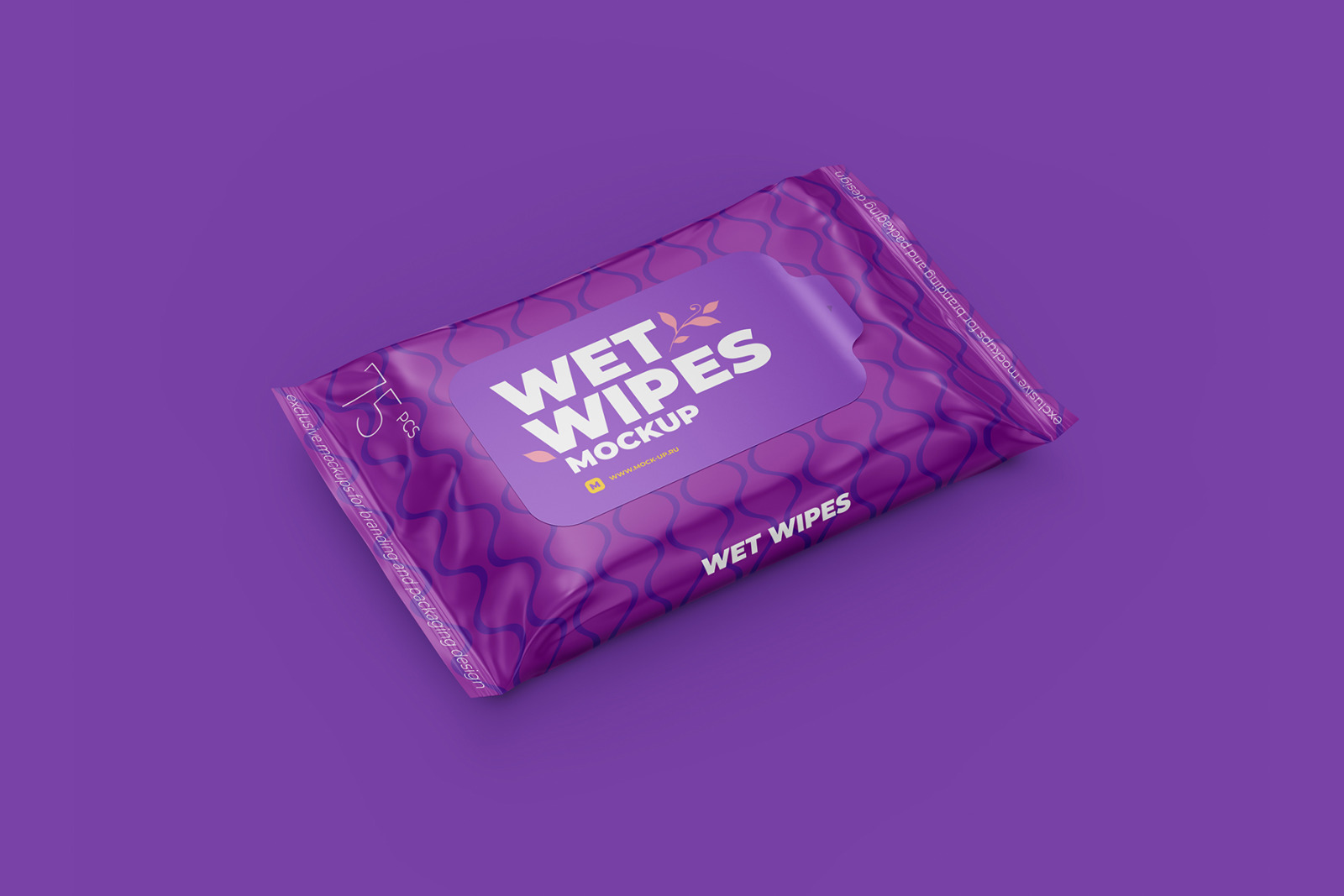 Wet Wipes with Sticker Mockup - Angle view