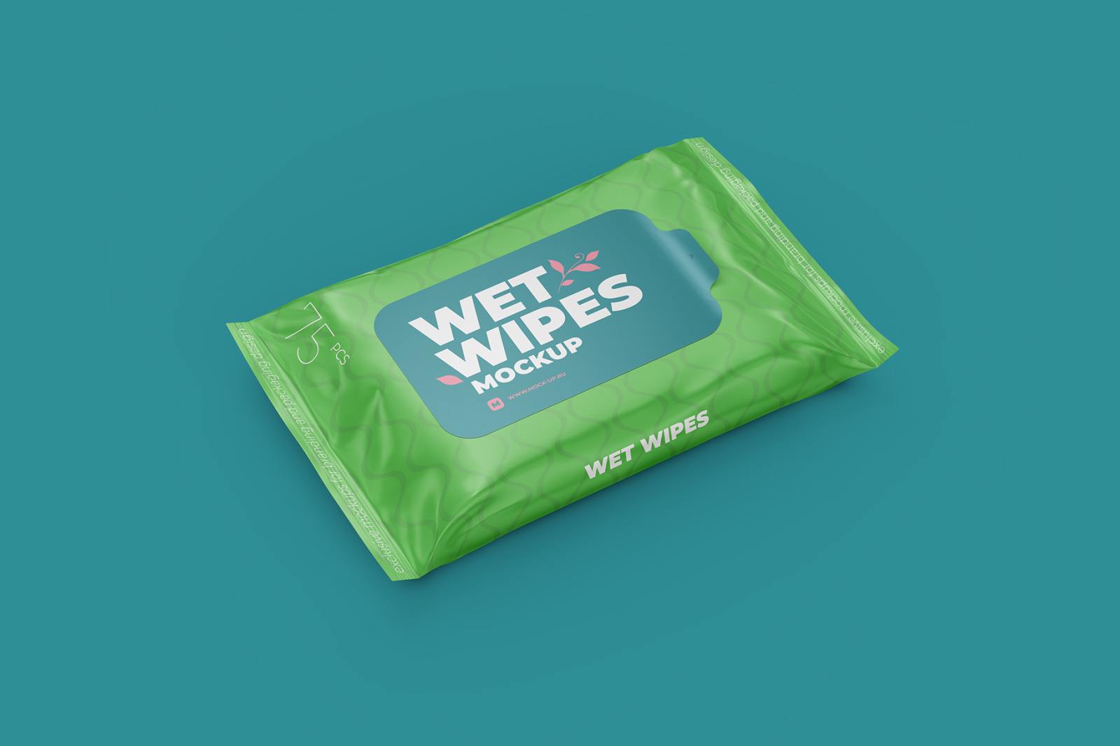 Wet Wipes with Sticker Mockup - Angle view