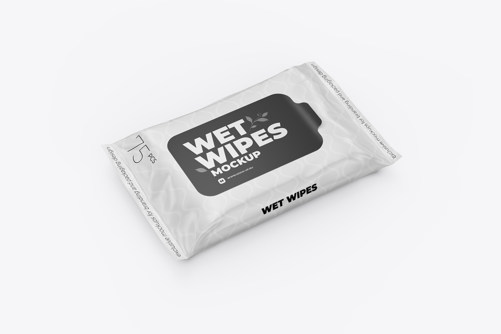 Wet Wipes with Sticker Mockup - Angle view