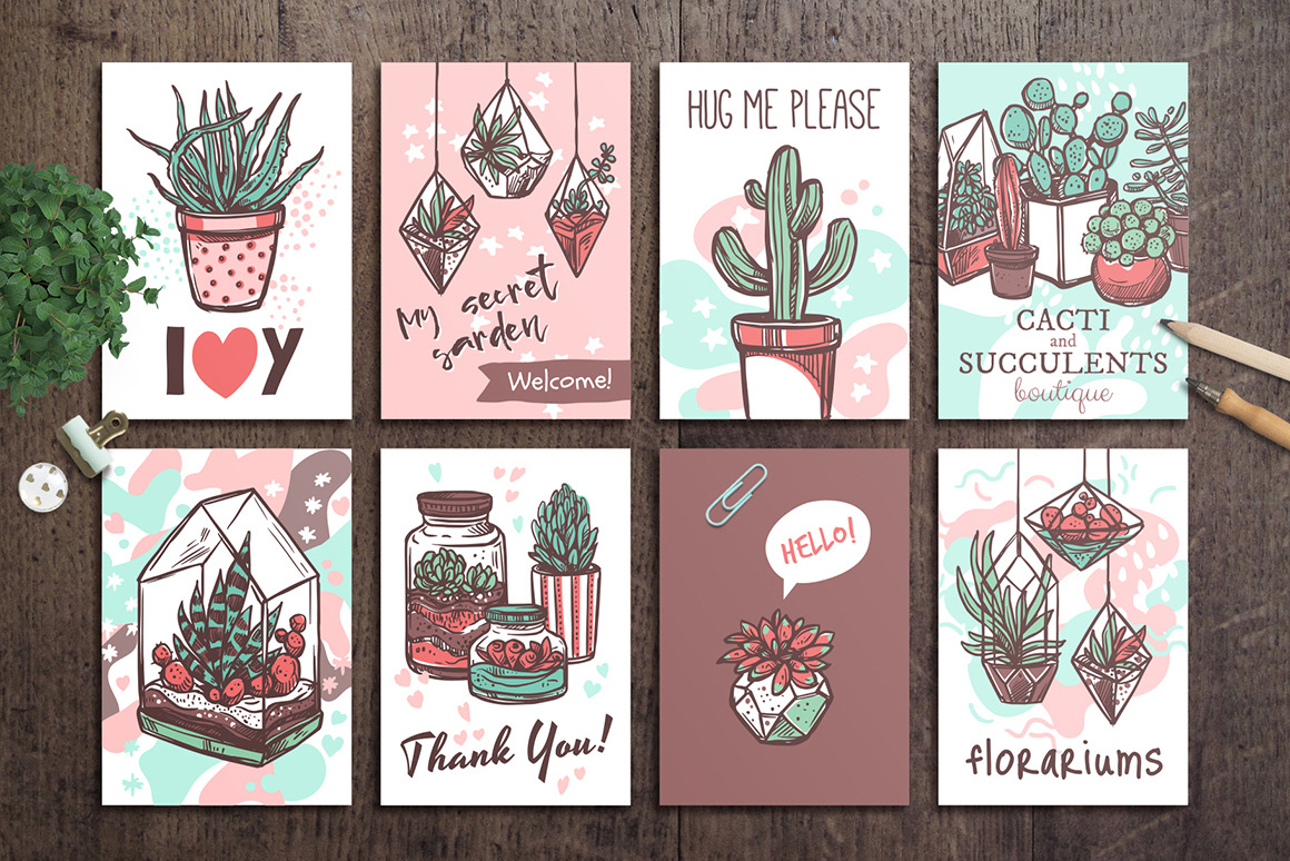 Cacti and Succulents Cute Doodle