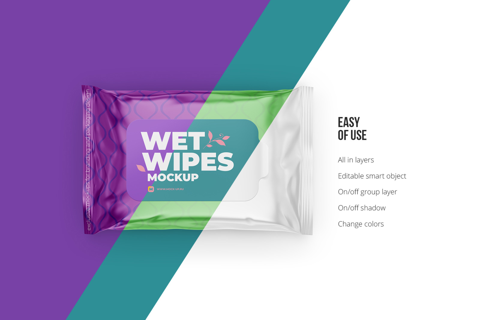 Wet Wipes with Sticker Mockup. Top view