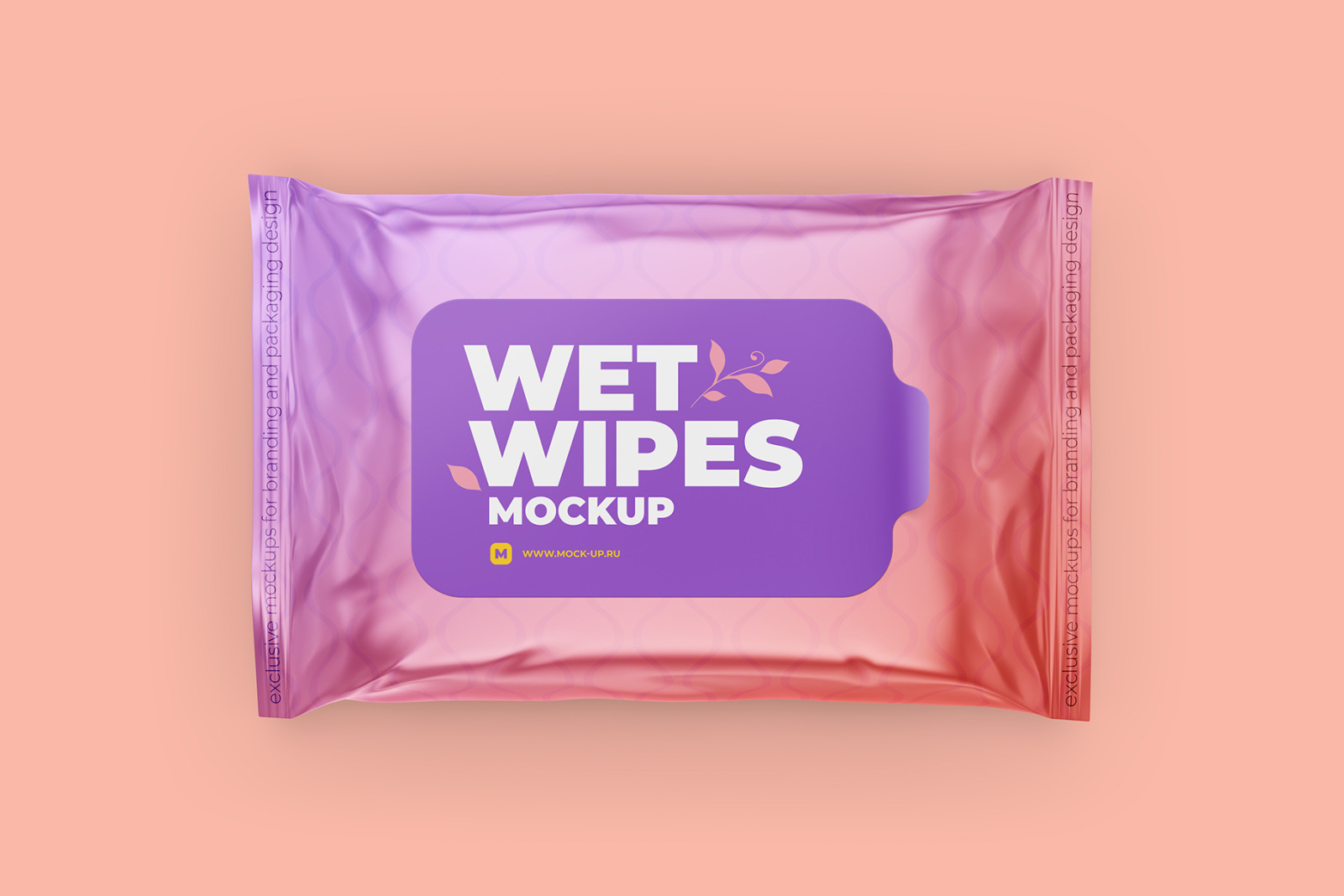 Wet Wipes with Sticker Mockup. Top view