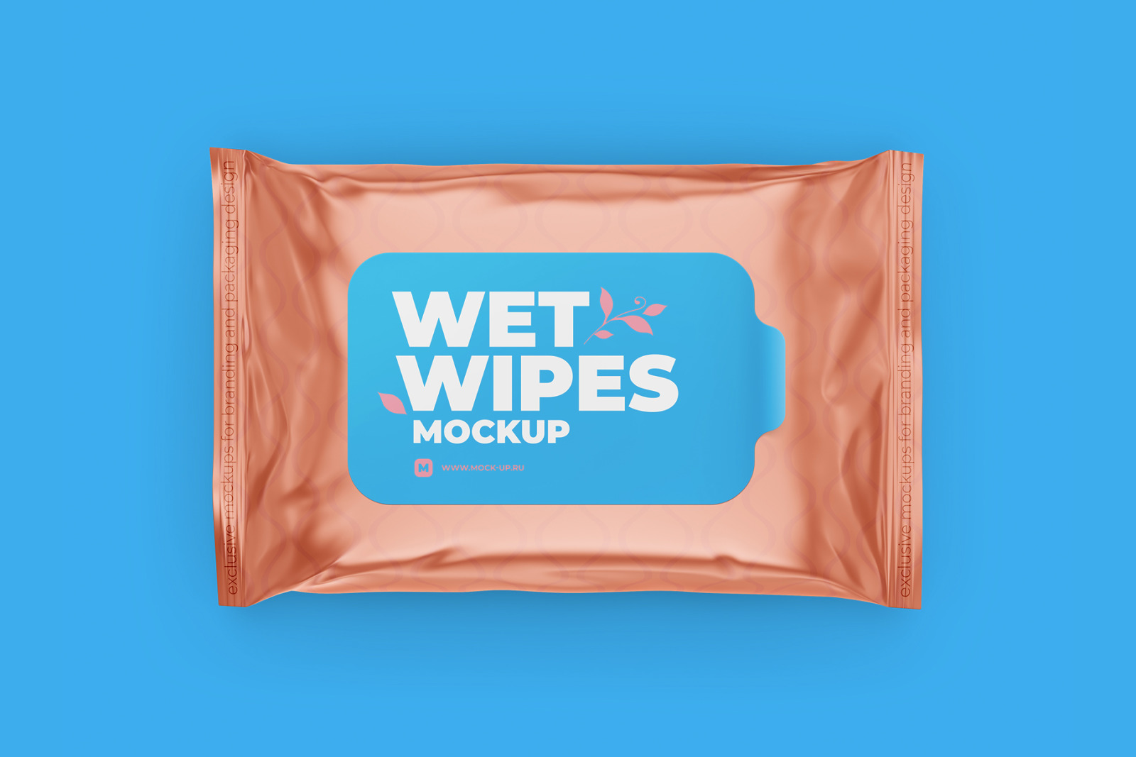 Wet Wipes with Sticker Mockup. Top view