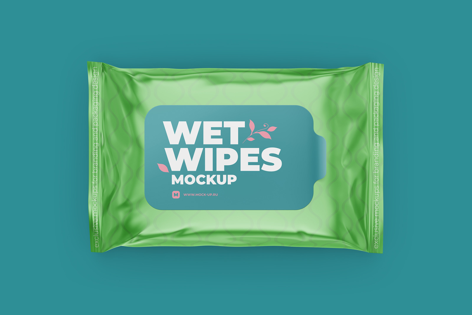 Wet Wipes with Sticker Mockup. Top view