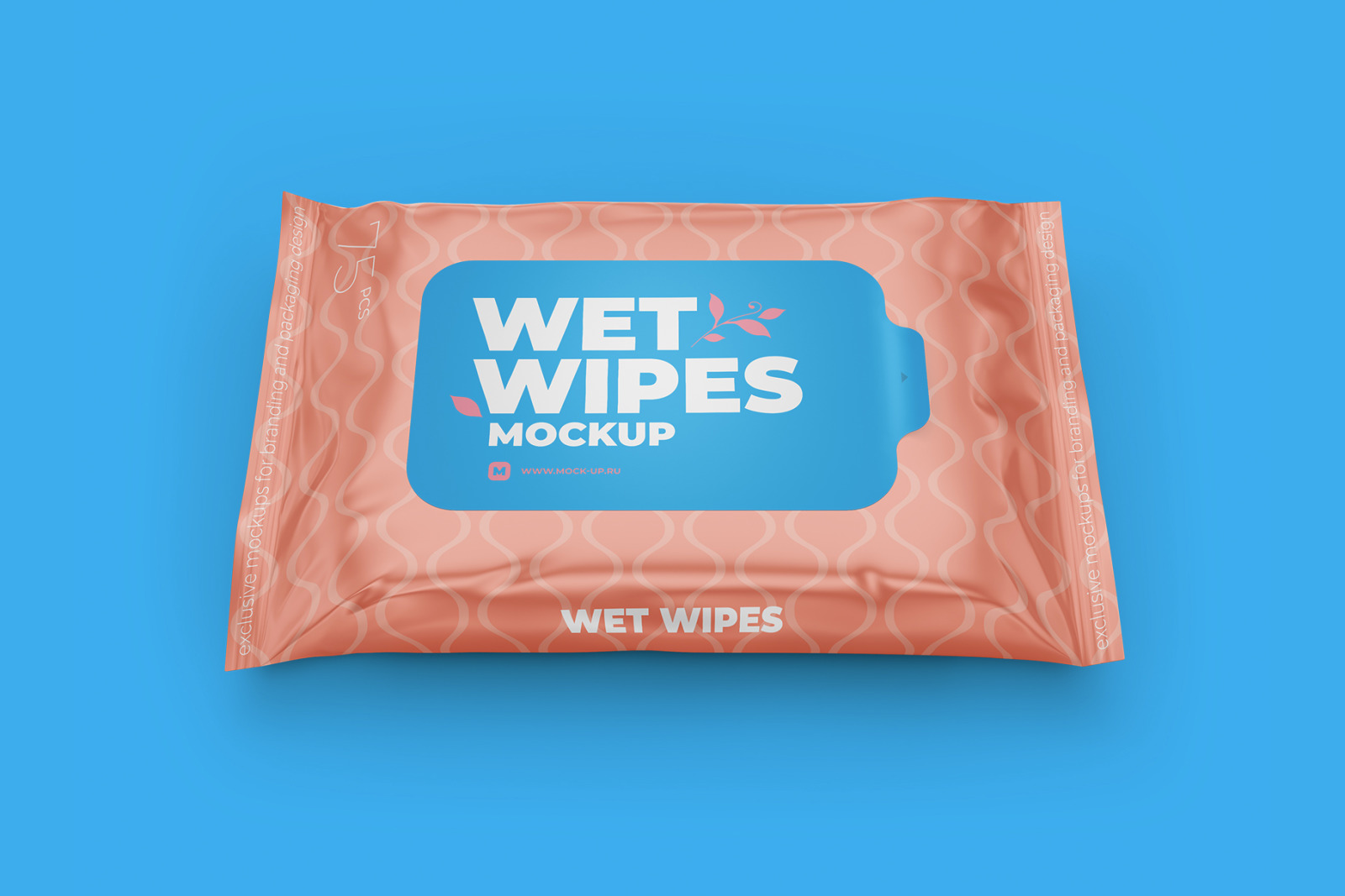 Wet Wipes with Sticker Mockup. Half Side view