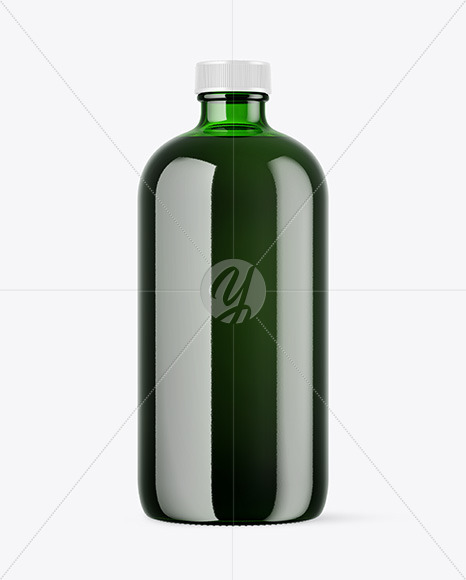 Green Glass Bottle Mockup