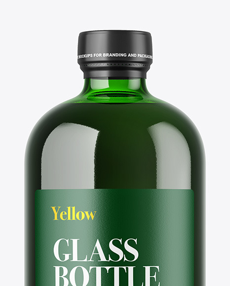 Green Glass Bottle Mockup