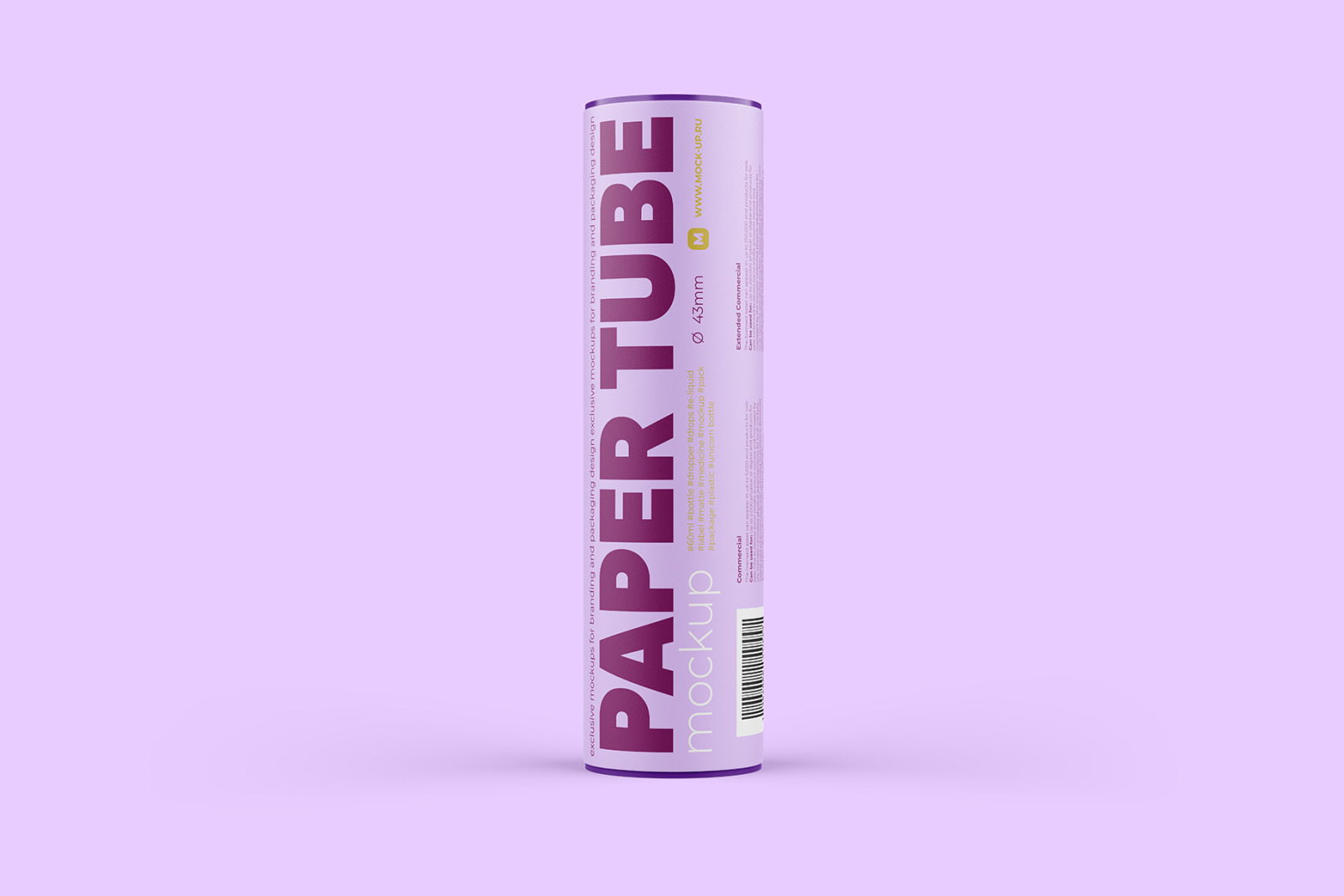 Paper Tube Mockup 43x152mm Paper Tube Mockup 43x152mm