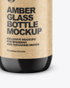 Dark Amber Glass Bottle w/ Kraft Box Mockup