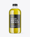 Clear Glass Bottle with Oil Mockup