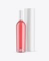 Clear Glass Rose Wine Bottle with Tube Mockup