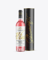 Clear Glass Rose Wine Bottle with Tube Mockup