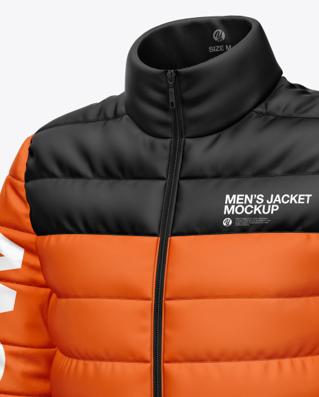 Matte Nylon Men's Down Jacket Mockup