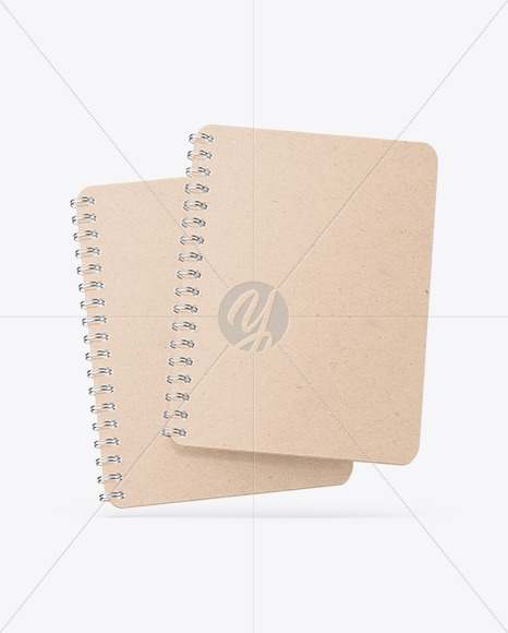 Two Kraft Spring Notebooks Mockup