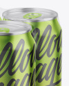 Glossy Metallic Cans in Shrink Wrap Mockup