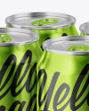 Glossy Metallic Cans in Shrink Wrap Mockup