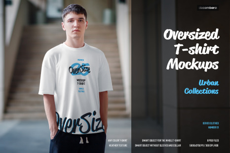 8 Oversized T-shirt Mockup. Urban Style - Street style