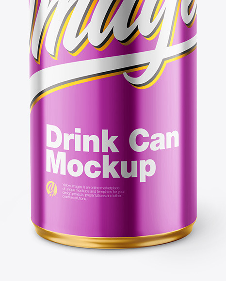 Glossy Metallic Drink Can Mockup