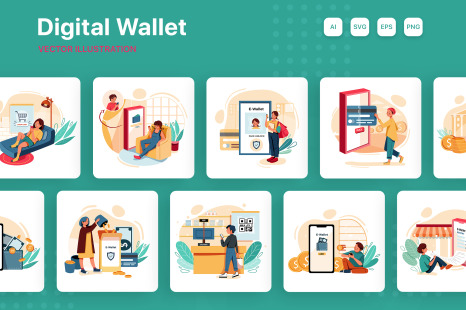 M214_Digital Wallet Illustrations - Investment growth