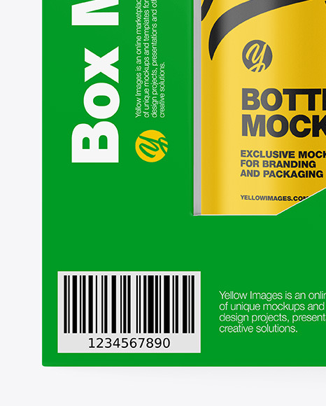 Box with Plastic Bottle Mockup