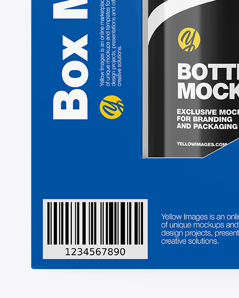 Box with Plastic Bottle Mockup