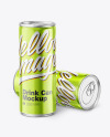 Glossy Metallic Drink Cans Mockup