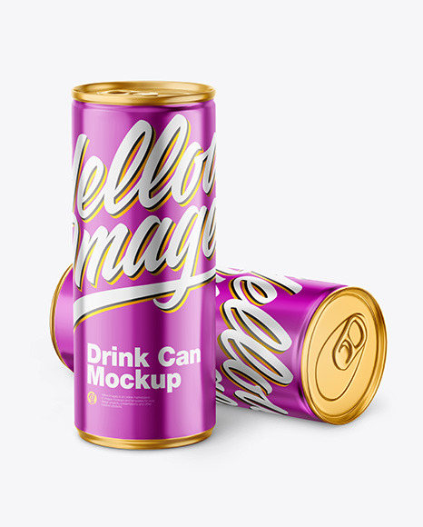 Glossy Metallic Drink Cans Mockup