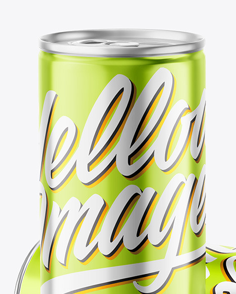 Glossy Metallic Drink Cans Mockup