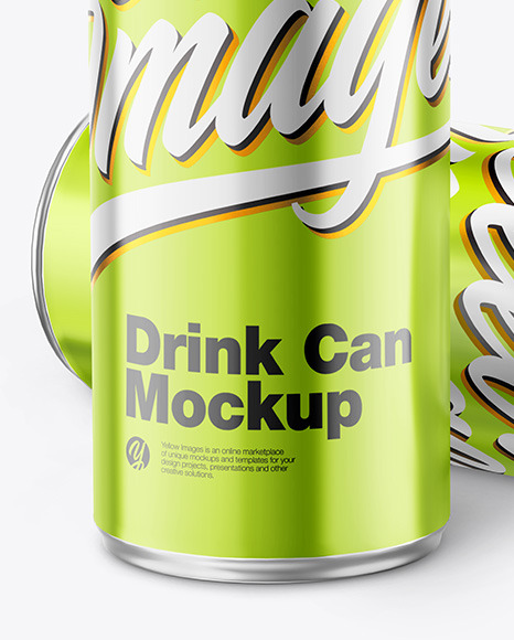 Glossy Metallic Drink Cans Mockup